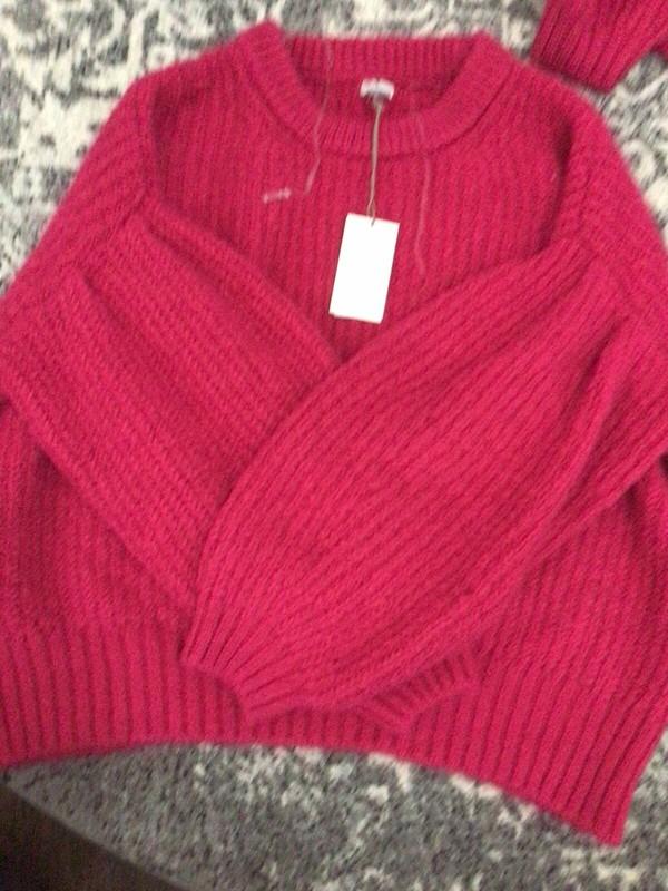 A Day Women's Balloon Sleeve Fuzzy Pullover Sweater In Pink Size XS