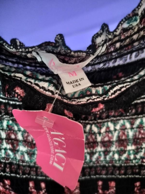 A'gaci Women's Pull Up Pantsuit Multicolor Print Size M Elastic Top Wide Leg