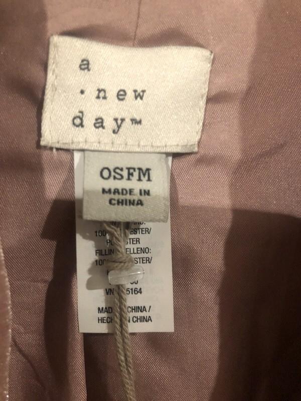 A New Day Rose Pink Quilted Velvet Short Duster Jacket OSFM Size- One Size