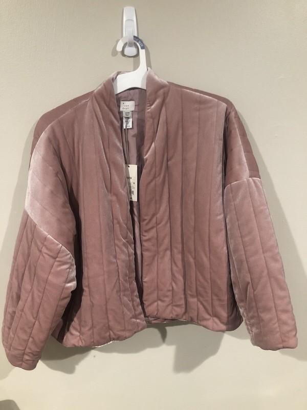 A New Day Rose Pink Quilted Velvet Short Duster Jacket OSFM Size- One Size