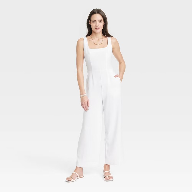 A New Day Women's Maxi Jumpsuit Straight Leg Sleeveless Stretchy Jumpsuit