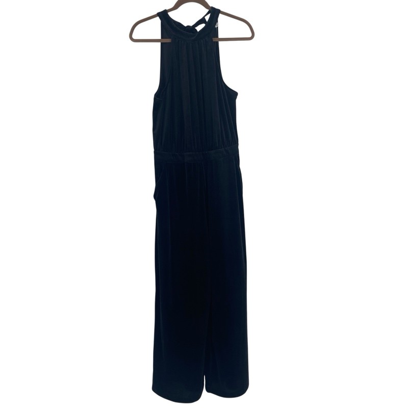 A New Day Women's Size M Black Velvet Jumpsuit Halter Neckline PARTY COCKTAIL