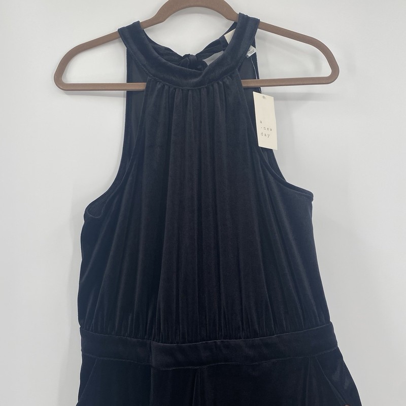 A New Day Women's Size M Black Velvet Jumpsuit Halter Neckline PARTY COCKTAIL