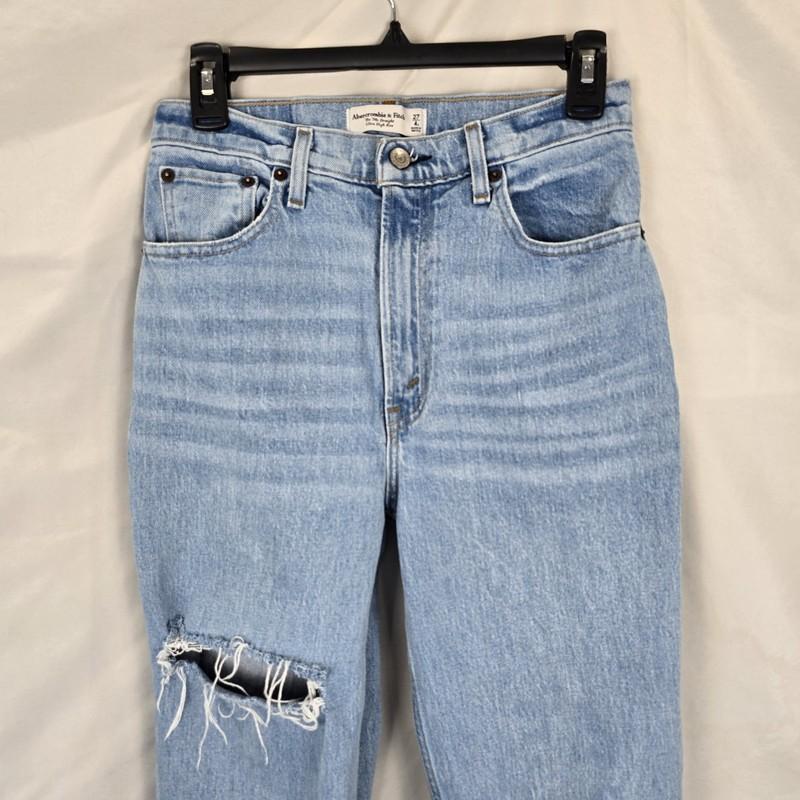 Abercrombie And Fitch The 90s Straight Ultra High Rise Jeans Distressed Size 27