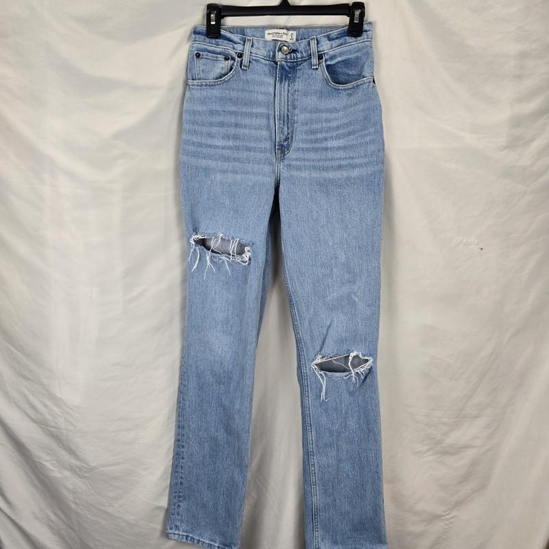Abercrombie And Fitch The 90s Straight Ultra High Rise Jeans Distressed Size 27