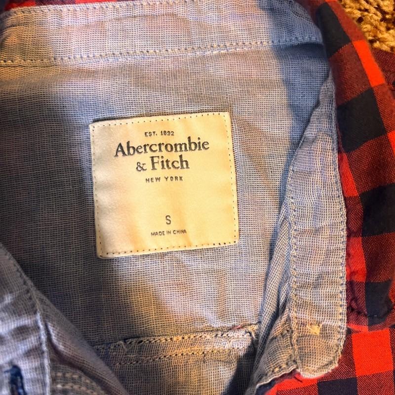 Abercrombie & Fitch Flannel Shirt Plaid Button Down Long Sleeve Red Blue S