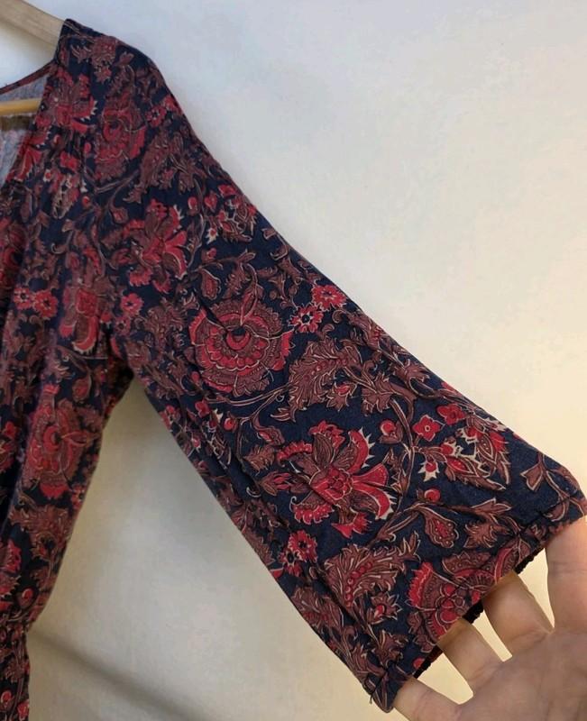 Abercrombie & Fitch Juniors Large Romper Blue Red Floral V Neck Festival Beach