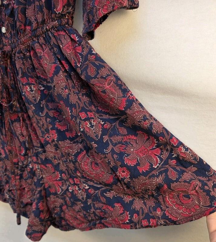 Abercrombie & Fitch Juniors Large Romper Blue Red Floral V Neck Festival Beach