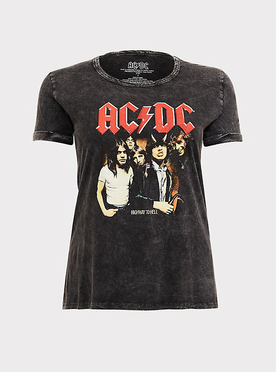 AC/DC Womens Plus Size ACDC Black Mineral Wash Crew Shirt New Size 0