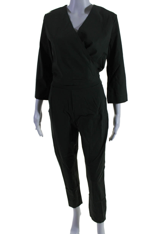 Aday Womens Stretch V-Neck Long Sleeve Destination Jumpsuit Moss Size S