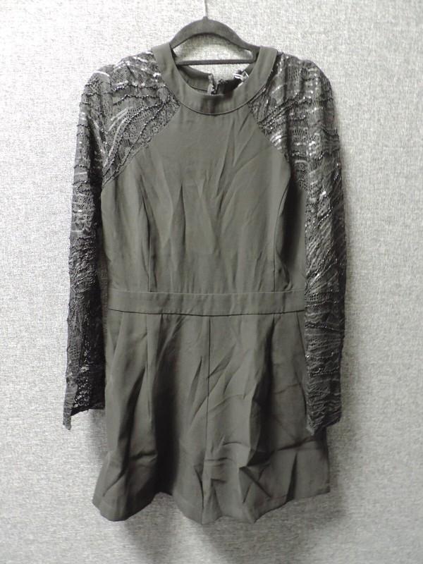 Adelyn Rae Long Sleeve Beaded Playsuit Black UK M LN042 LL 01