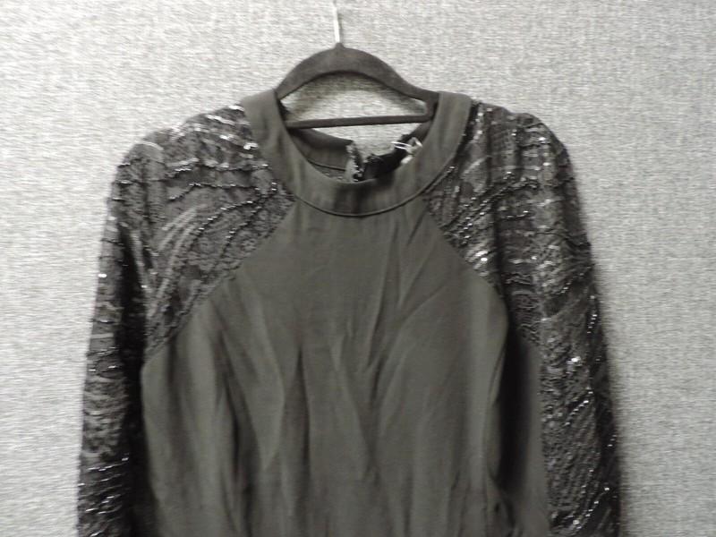Adelyn Rae Long Sleeve Beaded Playsuit Black UK M LN042 LL 01