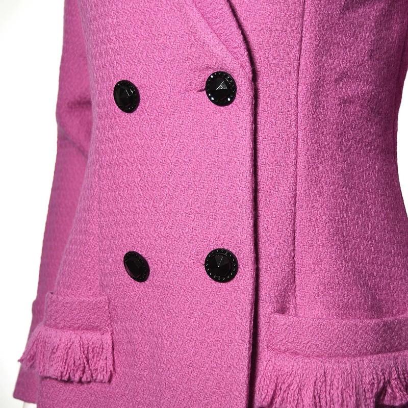 ADIBA Designer Purple/Pink Fleur Tweed Fitted Long Blazer And Pants Set Size L