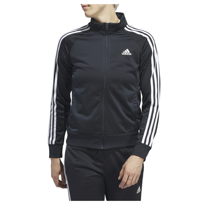 adidas 3 Stripe Full Zip Jacket Womens Black Casual Athletic Outerwear H48444-A