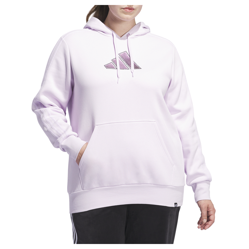 adidas Holiday 3 Stripe Pullover Hoodie Womens Purple Casual Athletic Outerwear