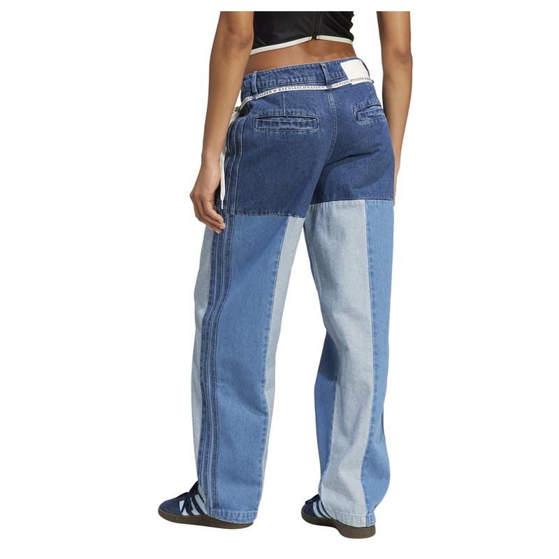 Adidas Ksenia Patchwork Jeans Womens Blue Casual Pants IW5663-A