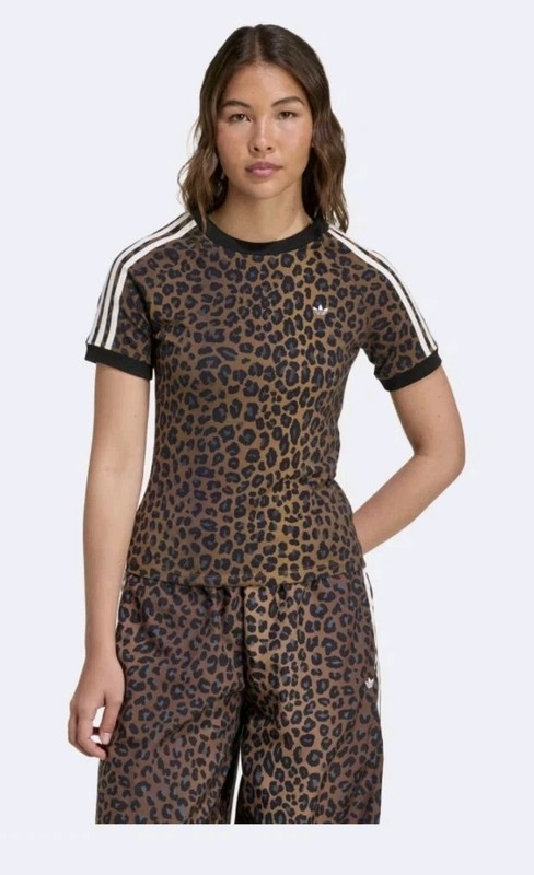 Adidas Leopard Cali Tee T Shirt M Medium New Nwt 100% Authentic
