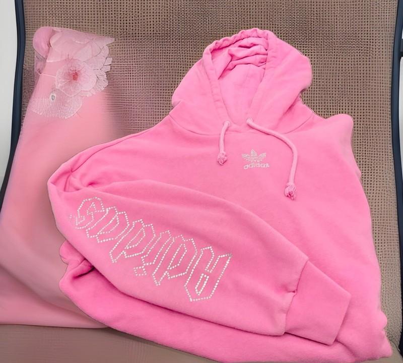 Adidas Originals Women's Large Hoodie Dress Pink Barbie Bling Bliss Orchid 32” L