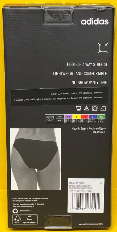 Adidas Seamless Bikini 4 Pairs Adult Womens Medium No-Show Panty Line