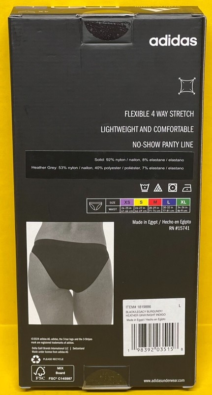 Adidas Seamless Bikini Panties Women’s Multicolored 4 Pack Stretch Light L