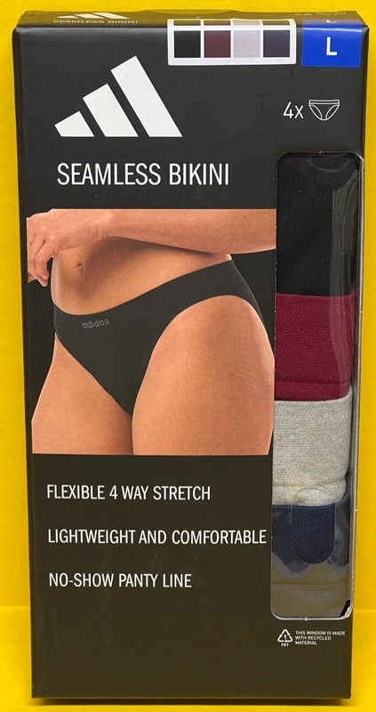 Adidas Seamless Bikini Panties Women’s Multicolored 4 Pack Stretch Light L