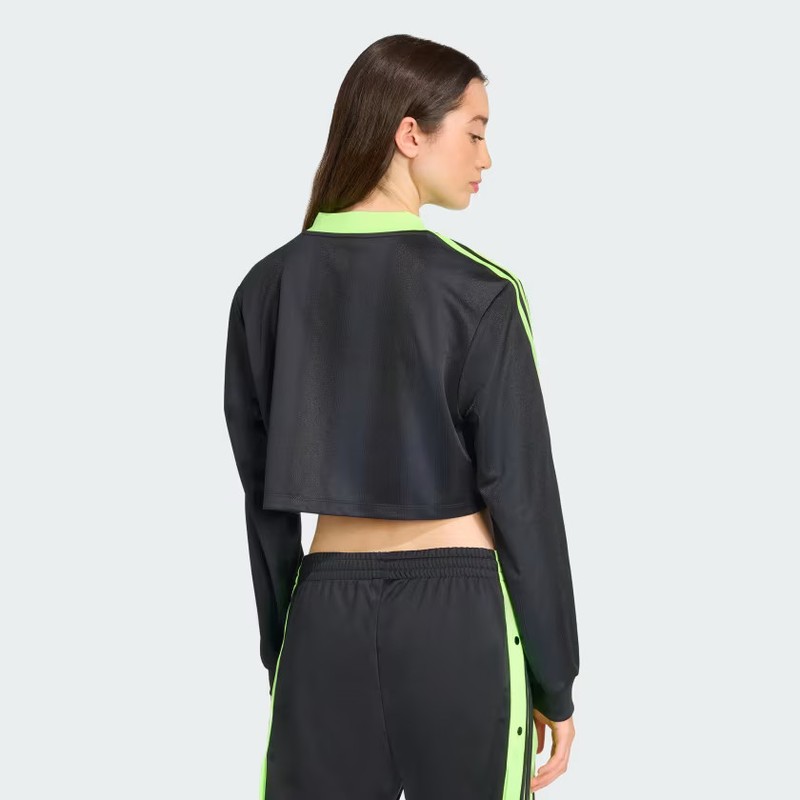 Adidas Women Adicolor Soccer Jacquard Crop Long-Sleeve Top