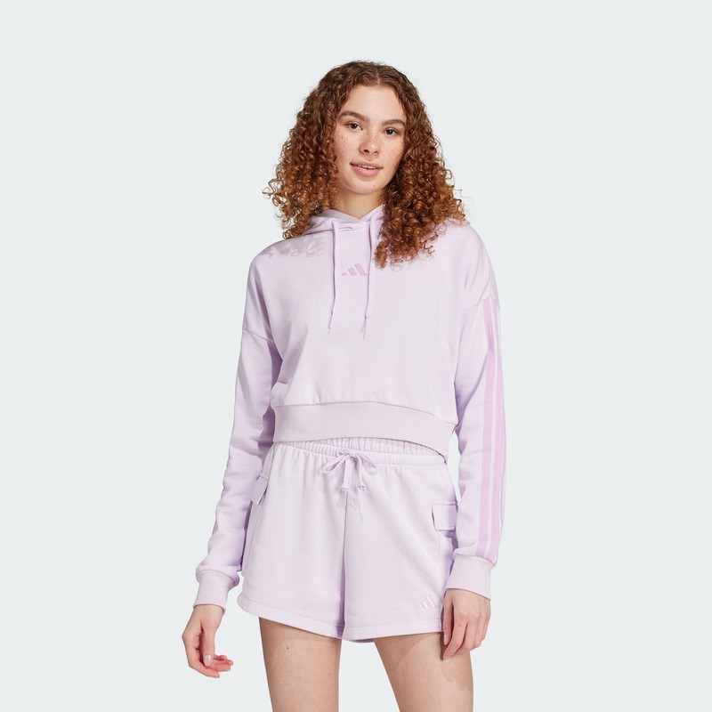 adidas women Essentials 3-Stripes French Terry Crop Hoodie adidas women Essentials 3-Stripes French Terry Crop Hoodie