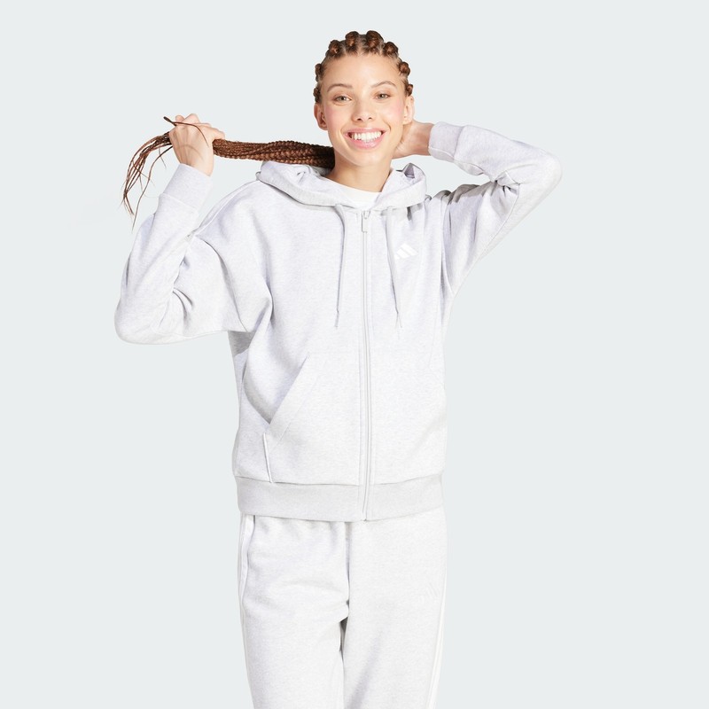 adidas women Essentials 3-Stripes Full-Zip Fleece Hoodie adidas women Essentials 3-Stripes Full-Zip Fleece Hoodie