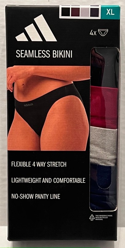 Adidas Women's 4 Pack Stretch Seamless Bikini Underwear Size XL
