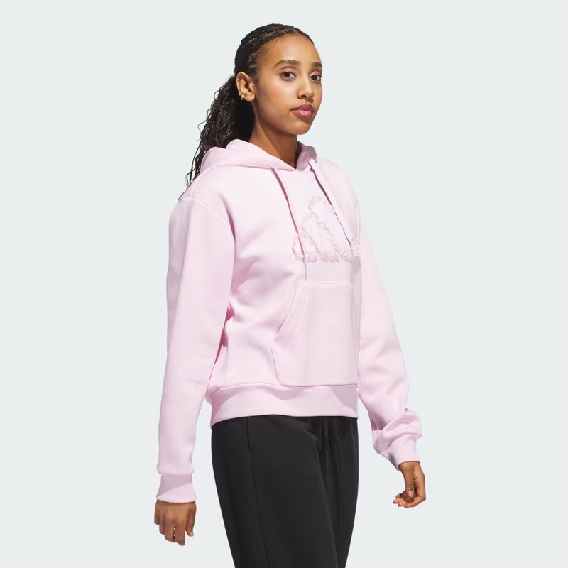 Adidas Women Seasonal Essentials Ruffled Big Logo Graphic Hoodie