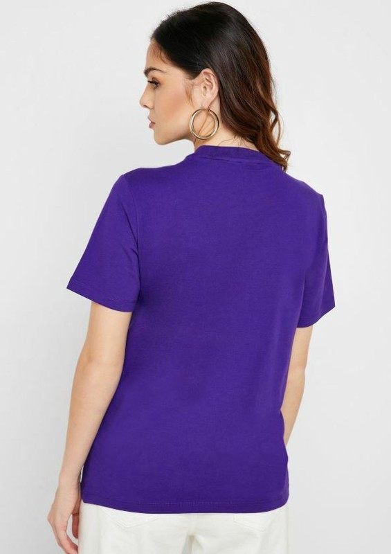 Adidas Womens Purple Logo Graphic Short Sleeve Crew Neck T-shirt Size XS