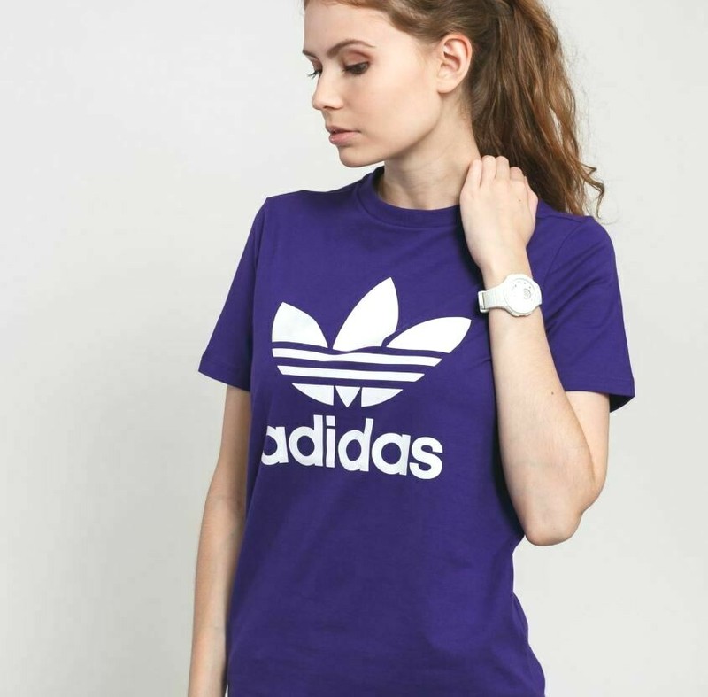 adidas Womens Purple Logo Graphic Short Sleeve Crew Neck T-shirt Size XS