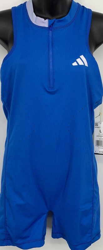 Adidas Womens Royal Blue Leotard Pro Tennis Slim Fit Romper Large NEW NWT