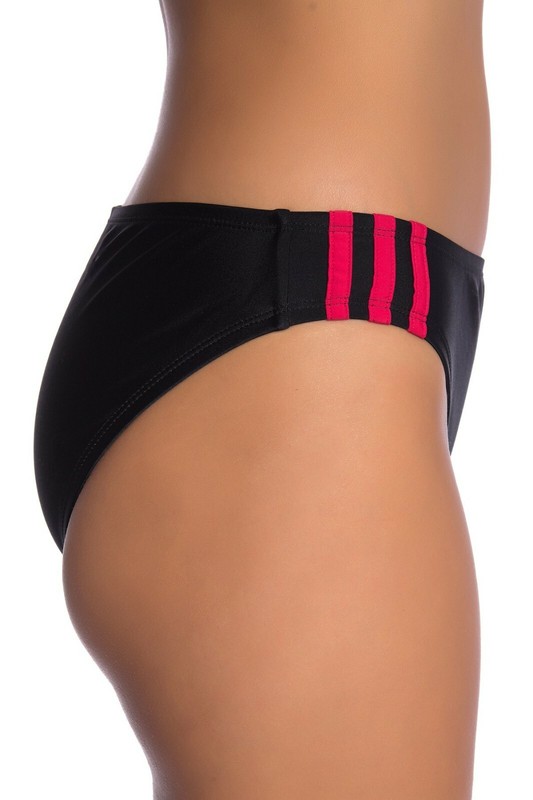 ADIDAS WOMENS SPORTS HIPSTER BIKINI BOTTOM BLACK WITH RED STRIPE