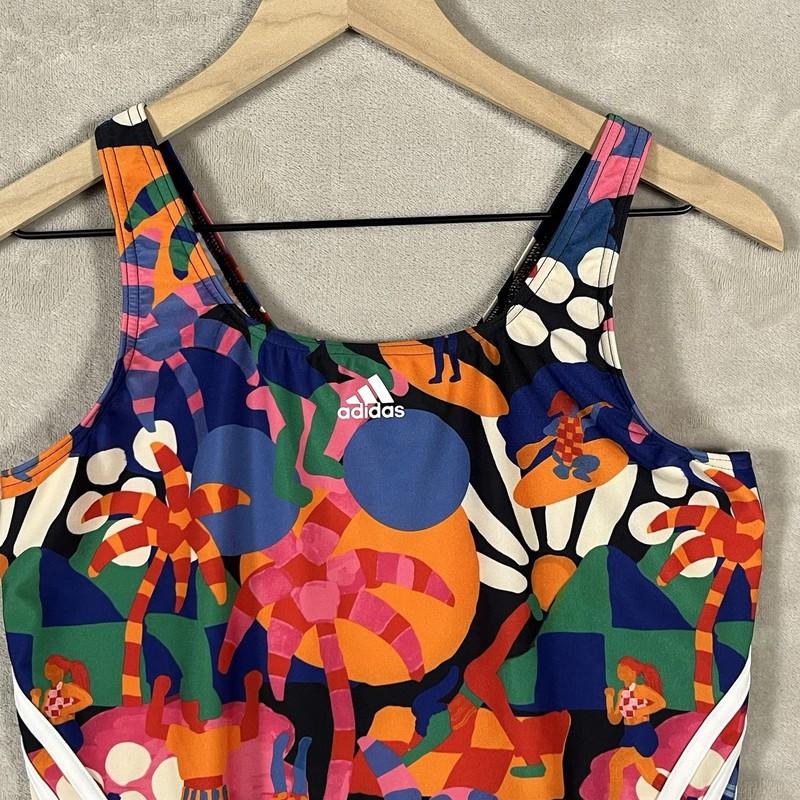 Adidas Womens Swimsuit Size 16 FARM RIO Multicolor One Piece Colorful