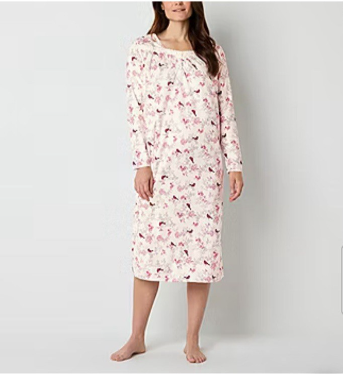 Adonna Nightgown New Nwt Long Sleeves Cardinals XXL Plus 100% Poly Soft fleece