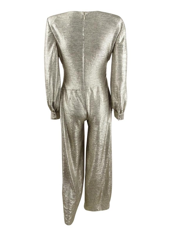 Adrianna Papell Women's Petite Metallic Jersey Jumpsuit (6P Gold)
