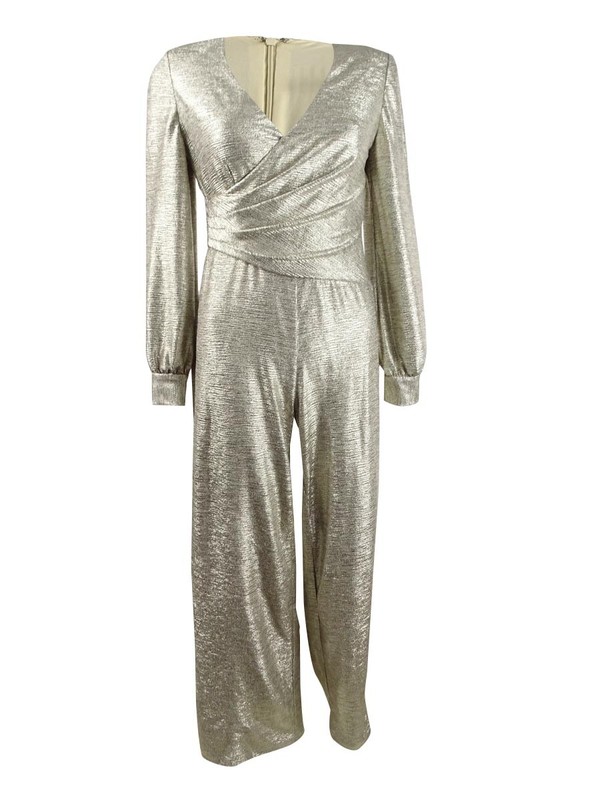 Adrianna Papell Women's Petite Metallic Jersey Jumpsuit (6P Gold)