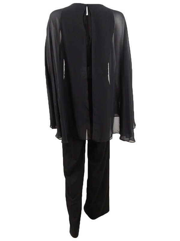 Adrianna Papell Women's Satin-Cape Jumpsuit (4 Black)