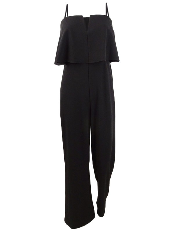 Adrianna Papell Womens Black Sleeveless Strapless Evening Jumpsuit Size 8