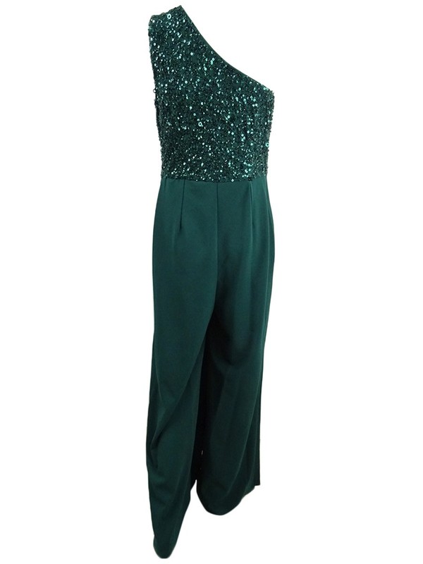 Adrianna Papell Womens Green Sleeveless Wide Leg Party Jumpsuit Petites 12p