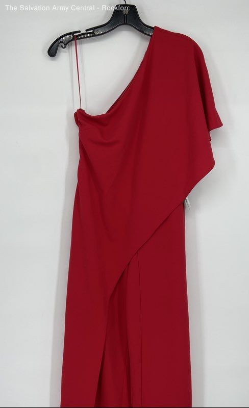 Adrianna Papell Womens Red One Shoulder Half Sleeve One-Piece Jumpsuit Size 2