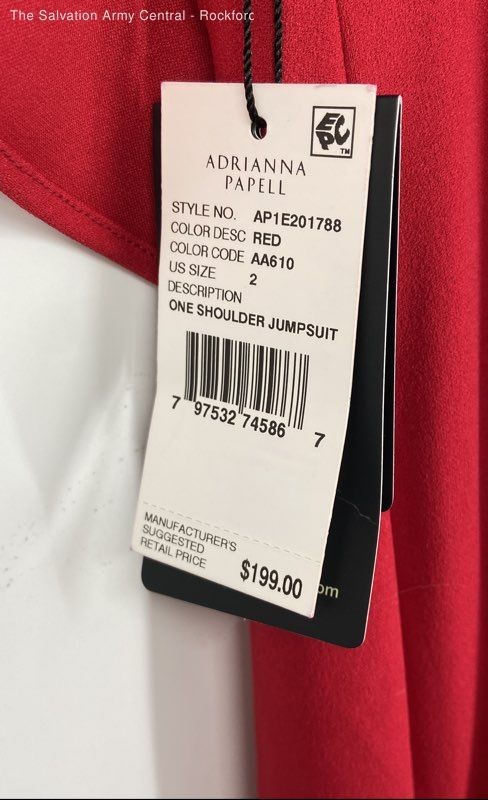 Adrianna Papell Womens Red One Shoulder Half Sleeve One-Piece Jumpsuit Size 2