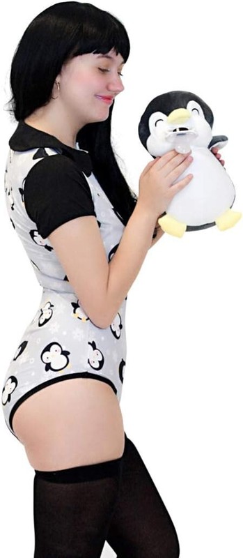 Adult Baby & Diaper Lover(ABDL/DDLG/Little Space) Snap Crotch Happy Penguin XL