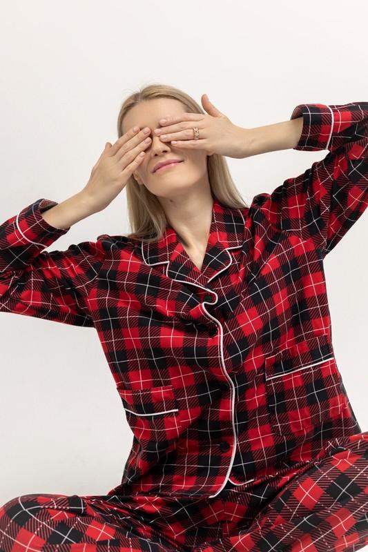 Adult Plaid Pajama Set - Red