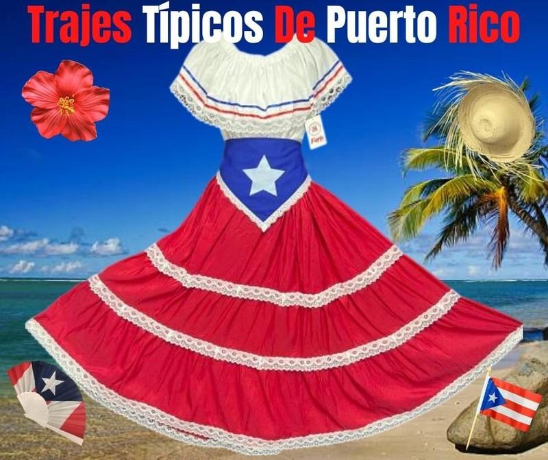 Adult Puerto Rico Flag 3PC Deluxe Set Jíbara Ropa Típica Boricua Puertorriqueña