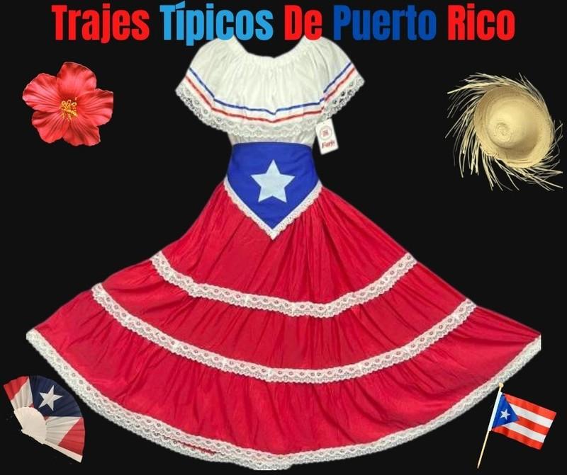 Adult Puerto Rico Flag 3PC Deluxe Set Jíbara Ropa Típica Boricua Puertorriqueña
