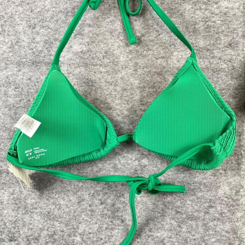 Aerie Crinkle Bikini Set Kelly Green Size M String Triangle Top High Cheeky NWT