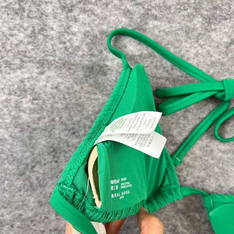 Aerie Crinkle Bikini Set Kelly Green Size M String Triangle Top High Cheeky NWT