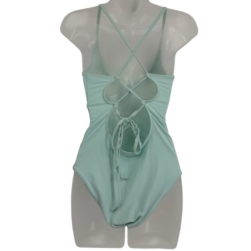 Aerie Green One-Piece Swimsuit Size S Long Front/back Tie Built-in-bra Women